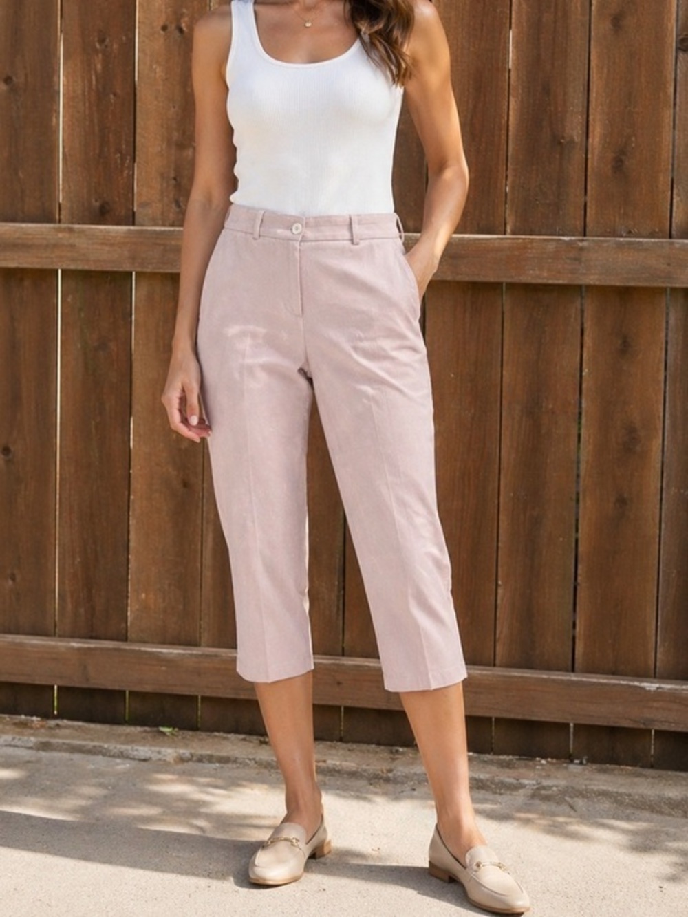 Miu Miu Honeycomb Knit High Waist Capri Pale Pink Pants Sz 42